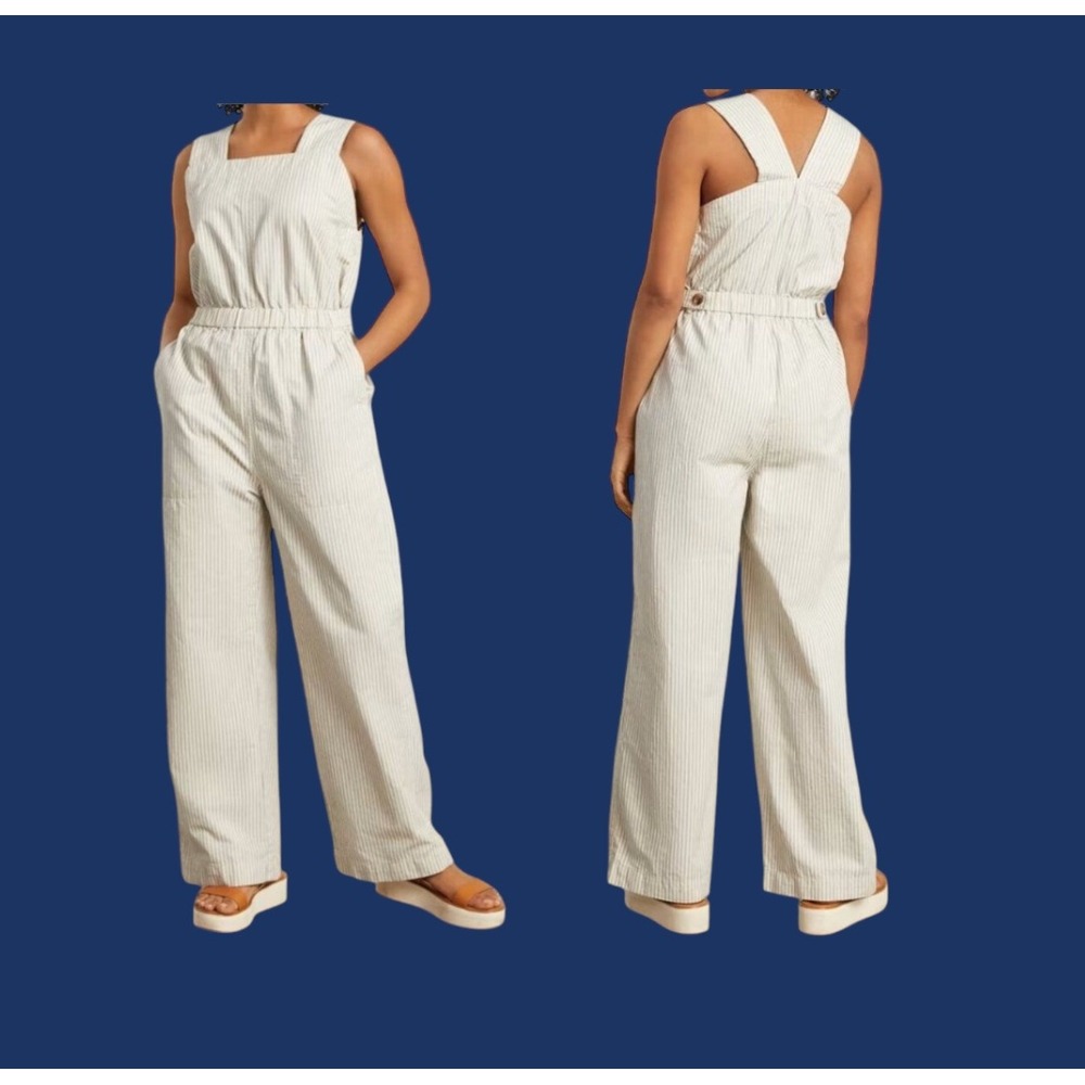 Everlane Womens‎ The Fatigue Apron Jumpsuit Stripe Size 4